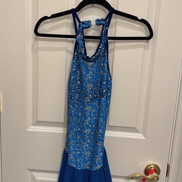 Jerry's Blue Halter Ice Skating Dress with Silver Accents - Picture 2 of 7